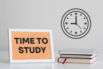Time to study is shown using the text