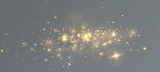 Golden sequins glow with many lights. Glittering dust. Luxurious background of golden particles.