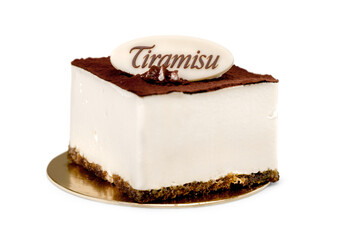 Piece of Tiramisu Cake Isolated