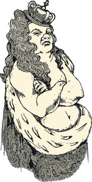 recommend clip art: Naked king. The character of Andersen's fairy tale, symbolizing unfounded claims to greatness. 