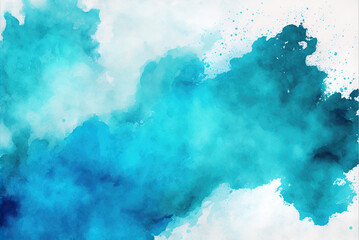 Abstract blue background, watercolor paint texture, Human-AI Generated Background