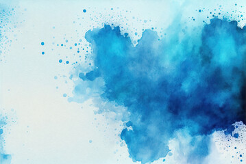 Abstract blue background, watercolor paint texture, Human-AI Generated Background