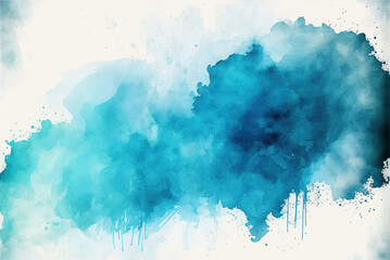 Fototapeta premium Abstract blue background, watercolor paint texture, Human-AI Generated Background