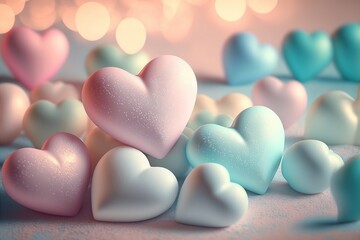 Fototapeta premium Abstract hearts for Valentine’s Day. Created with generative AI technology and Photoshop.