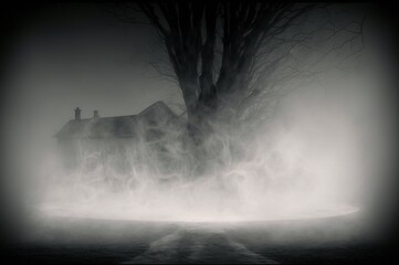 Naklejka na ściany i meble smoke with empty center. Dramatic smoke or fog effect for spooky Halloween background 
