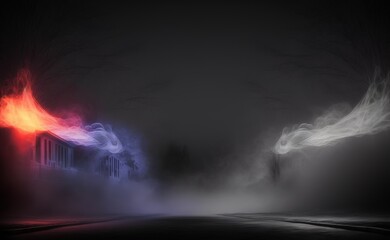 Obraz premium smoke with empty center. Dramatic smoke or fog effect for spooky Halloween background 