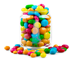 Glass jar with colored gum balls