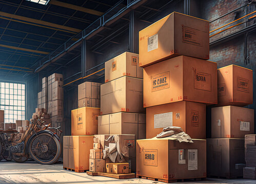 Packstation Warenhaus Lager, ai generated