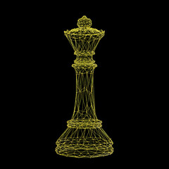 Chess queen figure from sticks and balls, 3D illustration