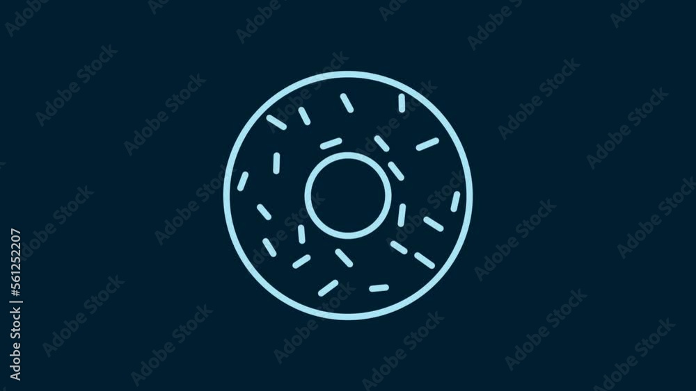 Sticker White Donut with sweet glaze icon isolated on blue background. 4K Video motion graphic animation