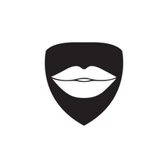 lips in mask shield logo icon illustration.