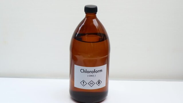 chloroform in bottle , chemical in the laboratory and industry