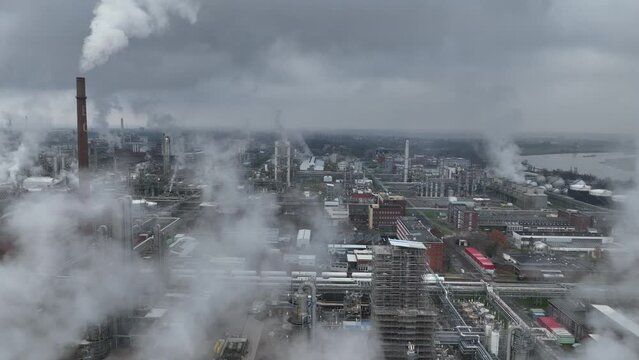 Heavy industry chemical park. Dormagen production and manufacturing of different chemical products. Crop protection agents, polymers, plastics and rubber. Aerial