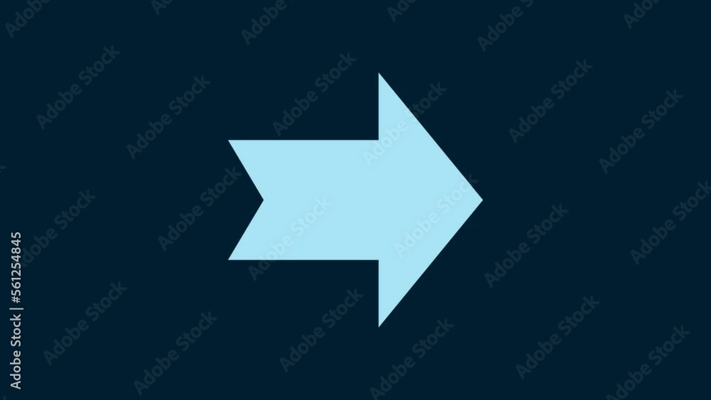 Poster white arrow icon isolated on blue background. direction arrowhead symbol. navigation pointer sign. 4