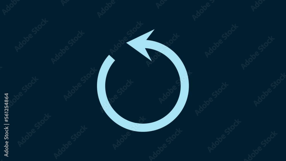 Poster white refresh icon isolated on blue background. reload symbol. rotation arrow in a circle sign. 4k v