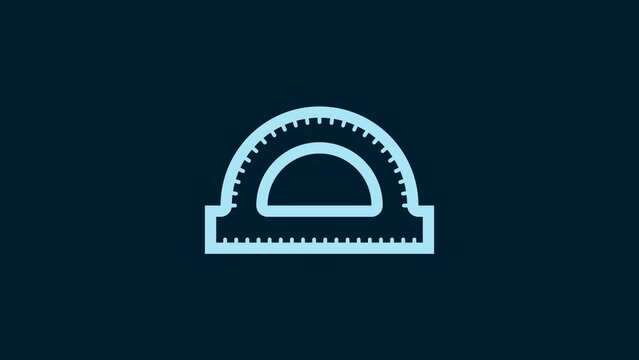 White Protractor grid for measuring degrees icon isolated on blue background. Tilt angle meter. Measuring tool. Geometric symbol. 4K Video motion graphic animation