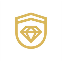 Diamond shield protection logo design vector illustration, line art style logo vector