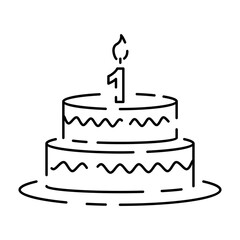 Birthday, Holidays, Party line icons vector sign. Cake and candle