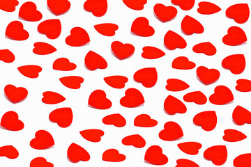 Minimal love, Valentine's Day idea. Seamless pattern of red hearts on white background.