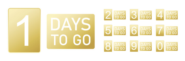 Days to go. Count down the remaining days. gold