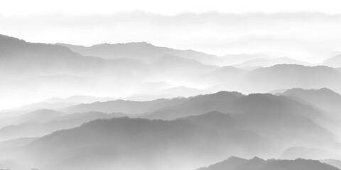 mountains in the fog