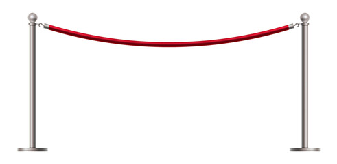 barricade realistic red rope. Vector illustration 