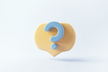 3d cartoon question answer sign or problem concept, Question mark icon sign or ask FAQ and QA answer solution information, 3d rendering illustration