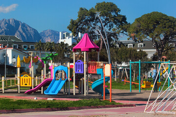 Children playground in Camyuva, a popular tourist resort and a village near Kemer in Antalya region, Turkey