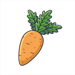 Cute carrot cartoon icon illustration. Food vegetable flat icon concept isolated on white background. Carrot in Doodle style. Food Illustration