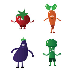 vector illustration of vegetables isolated on a white background. Vector pattern of vegetables. Organic vegetables are isolated on a white screen. motivational gym characters.