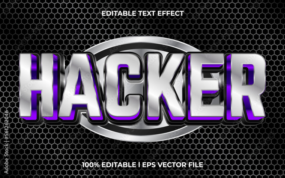 Poster hacker editable text effect, lettering typography font style, cyber 3d text for tittle