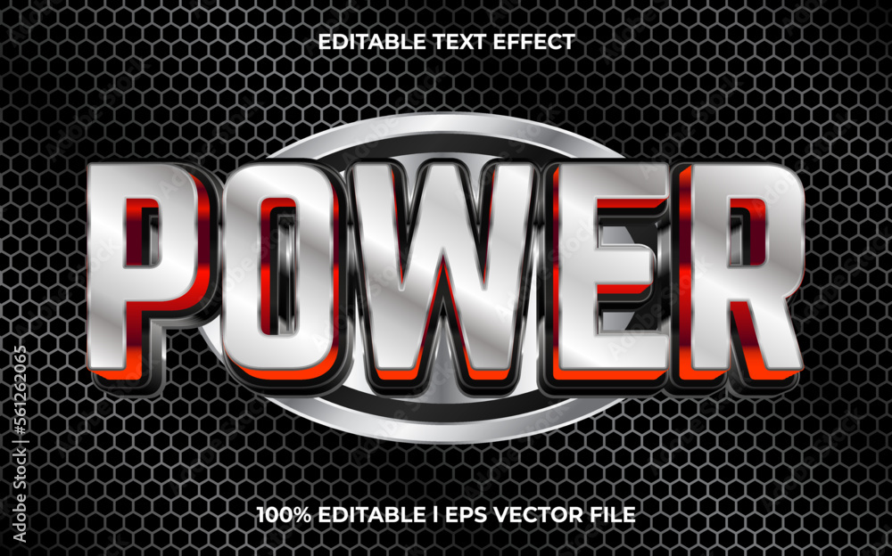 Poster power editable text effect, lettering typography font style, game 3d text for tittle
