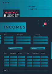 Fototapeta na wymiar beautiful budget planner template. Modern design Vector planner page templates.