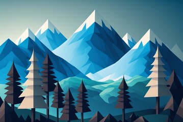 Winter mountain landscape polygon