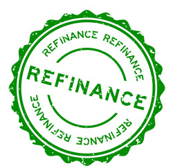 Grunge green refinance word round rubber seal stamp on white background