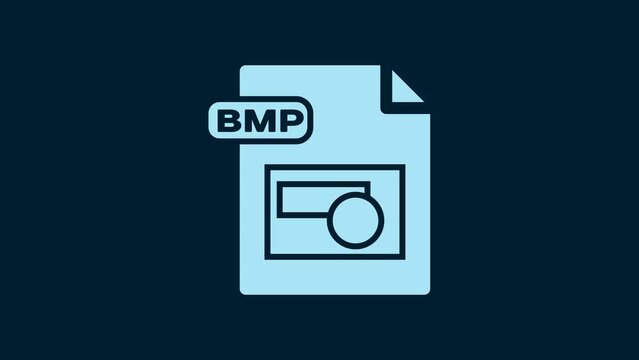 White BMP file document. Download bmp button icon isolated on blue background. BMP file symbol. 4K Video motion graphic animation