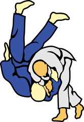Judo Throwing Fight Vector Illustration