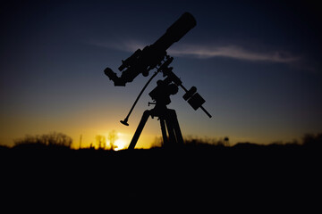 Astronomical telescope and equipment for observing stars, Milky way, Moon and planets.