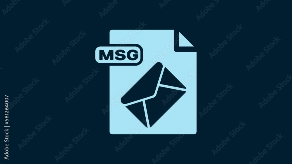 Poster white msg file document. download msg button icon isolated on blue background. msg file symbol. 4k v