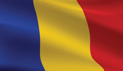 Fototapeta premium Romania flag background.Waving Romania flag vector