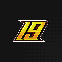 Race Number 19 logo design vector