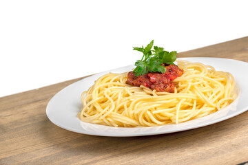 Tasty Italian pasta with tomato sauce