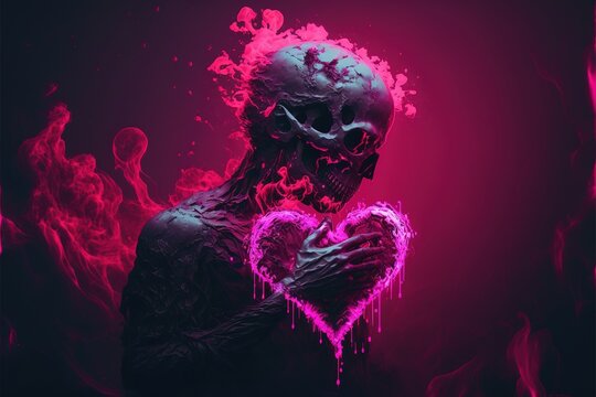 broken heart in hands of death