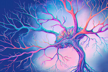 Neurons, brain cells, neural network, 3D illustration