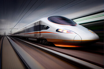 Obraz premium Colourful Shinkansen Japanese Bullet Train Generative AI Illustration