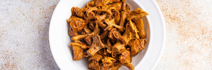 chanterelles mushroom fresh meal food snack on the table copy space food background rustic top view