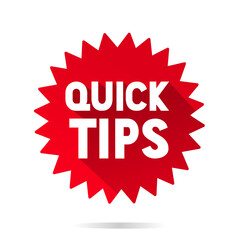 Quick tips sticker icon badge. Flat design banner. Vector illustration isolated on white background.