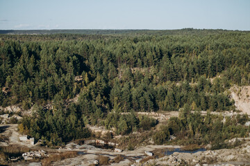 View of nature from above. Forest spaces in summer.