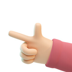 3d cute cartoon hand with pointing gesture isolated