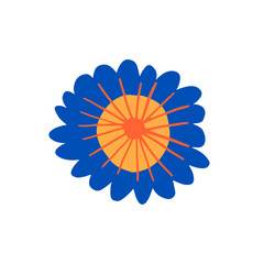 Colorful doodle floral element, inspired Ukrainian naive folk art good for decorating